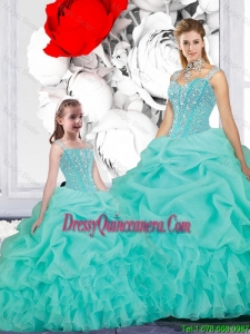 New Style Ball Gown Straps Macthing Sister Dresses in Turquoise