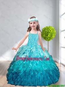 2015 Winter Popular Straps Mini Quinceanera Dresses with Beading and Ruffles
