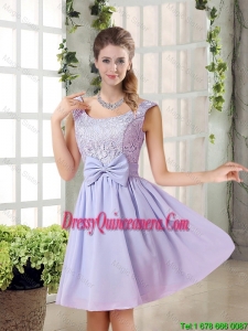 2015 Fall A Line Straps Lace Dama Dresses in Lavender