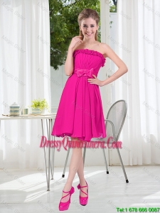 Summer A Line Strapless Short Dama Dresses with Bowknot