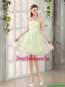 Custom Made A Line Strapless Tulle Dama Dresses with Belt