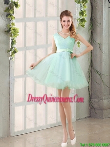 Gorgeous V Neck Strapless Dama Dresses with Bowknot