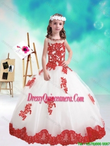 Lovely Beaded and Appliques Little Girl Pageant Dresses in White and Red