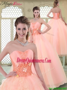Beautiful Appliques and Beading Sweet 16 Dresses with Sweetheart