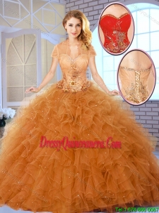 Fall Fashionable Appliques Sweet 16 Dresses in Champagne for 2016