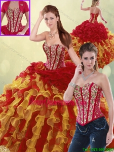 Luxurious Beading and Ruffles 2016 Quinceanera Dresses in Multi Color