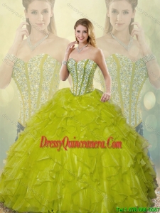 Beautiful Beading and Ruffles Sweetheart Detachable Quinceanera Gowns