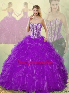 Popular Beading Purple Detachable Quinceanera Gowns with Sweetheart