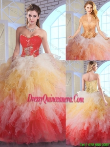 Luxurious Appliques and Ruffles Exclusive Quinceanera Dresses in Multi Color