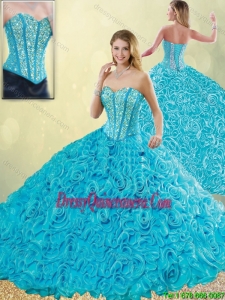 2016 Exquisite Aqua Blue 2016 Exclusive Quinceanera Dresses with Beading