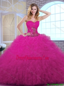 Classical Ball Gown Sweetheart Fabulous Quinceanera Dresses in Fuchsia
