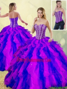 Classical Beading and Ruffles Multi Color Sweet 16 Dresses