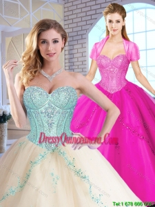 Elegant Sweetheart 2016 Fabulous Quinceanera Dresses with Appliques and Sequins