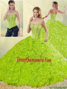 Modest Rolling Flowers Quinceanera Gowns with Sweetheart
