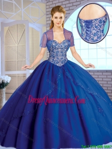 Classical Beading Sweetheart New Style Quinceanera Gowns in Royal Blue