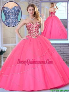Latest Beading Sweetheart 2016 New Style Quinceanera Dresses in Hot Pink