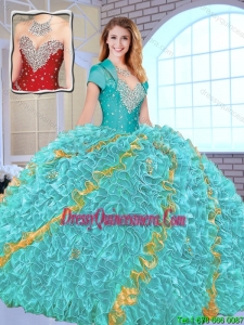Modest Beading Sweetheart New Style Quinceanera Gowns in Multi Color