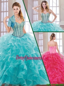 Hot Sale Beading and Ruffles New Style Quinceanera Dresses with Sweetheart for 2016