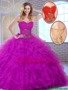 New Style Ball Gown Sweetheart Perfec Quinceanera Dresses in Fuchsia