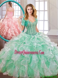Popular Beading and Ruffles Multi Color New Style Quinceanera Dresses