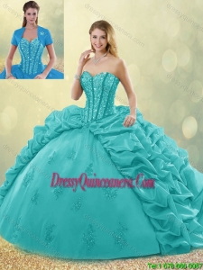 Fashionable Brush Train Pick Ups and Beading Quinceanera Gowns
