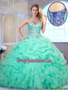 Hot Sale Apple Green 2016 Perfect Quinceanera Dresses with Beading and Ruffles