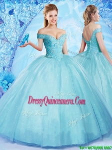 2017 Popular Really Puffy Off the Shoulder Quinceanera Dress with Beading