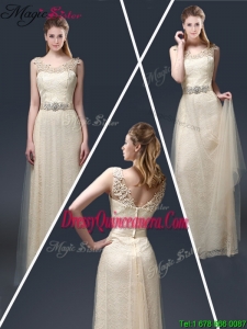 2016 Spring Empire Lace Dama Dresses with Appliques in Champagne