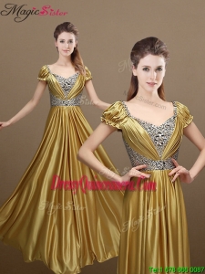 Elegant Empire Short Sleeves Beading Dama Dresses for 2016