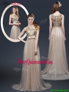 Spring Luxurious Brush Train Dama Dresses with Appliques and Bowknot