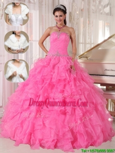 Cheap Ball Gown Strapless Quinceanera Dresses in Hot Pink