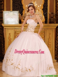 Fashionable Strapless Appliques Quinceanera Dresses in White