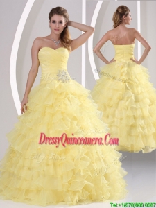 Inexpensive Appliques and Ruffled Layers Quinceanera Dresses
