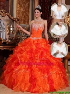Popular 2016 Sweetheart Beading Quinceanera Dresses in Orange