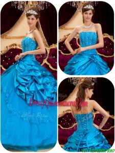 2016 Perfect Teal Quinceanera Dresses with Appliques and Beading