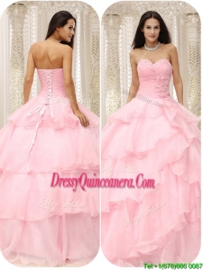 Classic 2016 Sweetheart Ruffles Quinceanera Dresses in Baby Pink