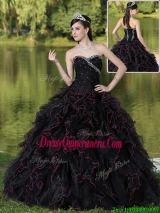 Fashionable Ruffles Layered and Beading Quinceanera Dresses in Black