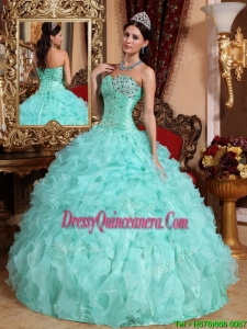Classic Apple Green Sweetheart Beading and Ruffles Quinceanera Dresses
