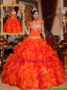 Classic Appliques and Beading Quinceanera Dresses in Orange