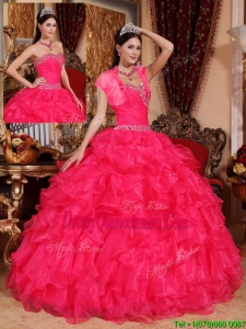Classic Beading Coral Red Quinceanera Dresses with Sweetheart