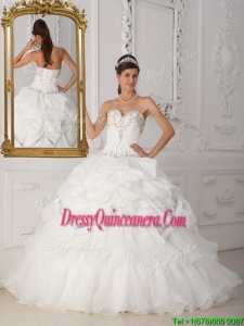 Designer Beading Sweetheart Quinceanera Gowns in White