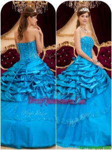 Designer Strapless Quinceanera Gowns with Appliques and Beading