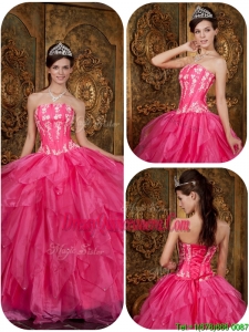 Exclusive Hot Pink Quinceanera Dresses with Appliques and Ruffles