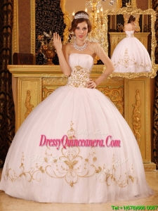Exclusive White Ball Gown Strapless Floor Length Quinceanera Dresses