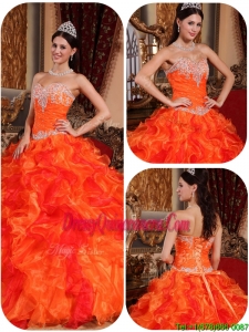 Fabulous Appliques and Beading Orange Quinceanera Dresses