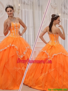 Fabulous Appliques and Beading Quinceanera Dresses in Orange