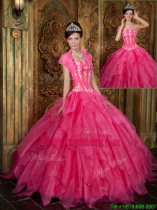 Fabulous Appliques and Ruffles Hot Pink Quinceanera Dresses