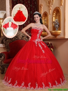 Fabulous Ball Gown Appliques Quinceanera Dresses in Red