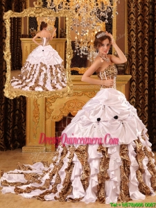Fabulous Ball Gown Strapless Brush Train White Quinceanera Dresses