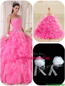 Luxurious Ball Gown Hot Pink Sweet 16 Dresses with Beading